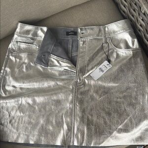 Silver Metallic Mini Skirt